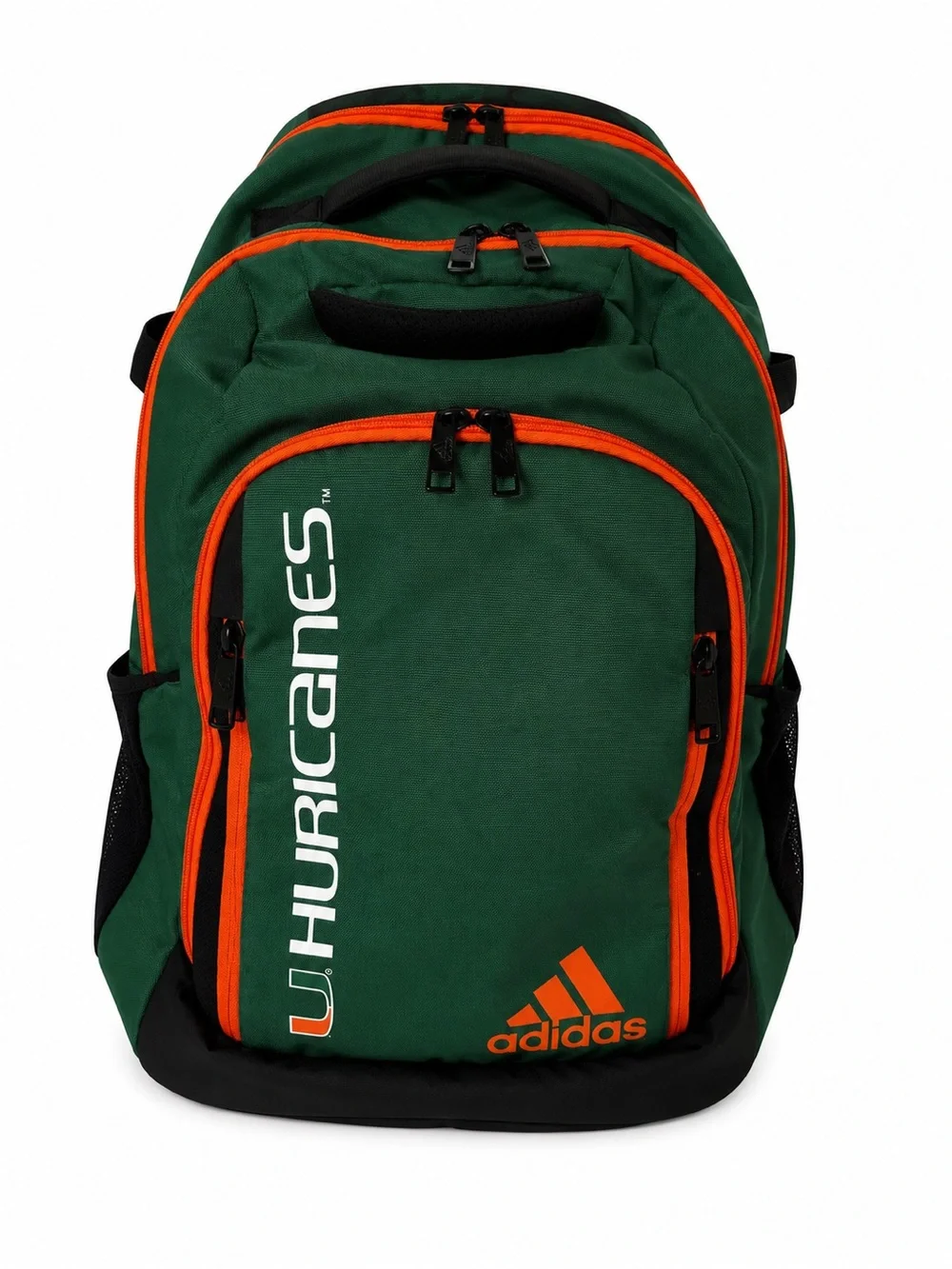 Adidas Miami Hurricanes Backpack Green Orange Laptop Bookbag